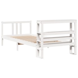 Cadre de lit avec tête de lit sans matelas blanc 100x200 cm 