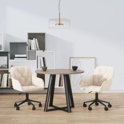 Chaises pivotantes à manger lot de 2 Crème Velours 