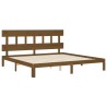 Cadre de lit sans matelas marron miel 200x200cm bois pin massif 