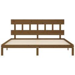 Cadre de lit sans matelas marron miel 200x200cm bois pin massif 