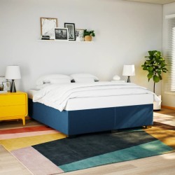 Cadre de lit sans matelas bleu 200x200 cm tissu 