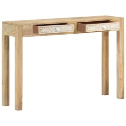 Table console 110x30x75 cm bois de manguier massif blanchi 