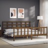 Cadre de lit sans matelas marron miel 200x200cm bois pin massif 