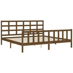 Cadre de lit sans matelas marron miel 200x200cm bois pin massif 