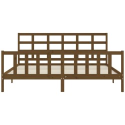 Cadre de lit sans matelas marron miel 200x200cm bois pin massif 