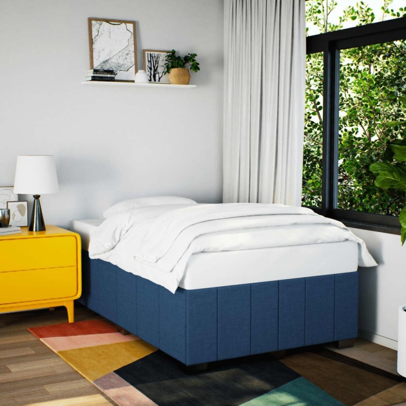 Cadre de lit sans matelas bleu 120x200 cm tissu 