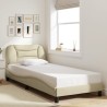 Cadre de lit avec lumières LED crème 90x190 cm tissu 