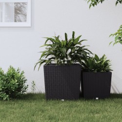 Jardinière et intérieur amovible anthracite 37 /64 L rotin PP 