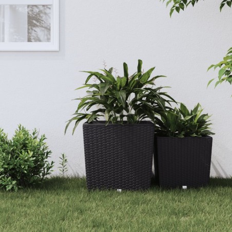 Jardinière et intérieur amovible anthracite 37 /64 L rotin PP 