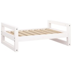 Lit pour chien Blanc 75,5x55,5x28 cm Bois de pin solide 