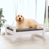 Lit pour chien Blanc 75,5x55,5x28 cm Bois de pin solide 