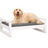 Lit pour chien Blanc 75,5x55,5x28 cm Bois de pin solide 