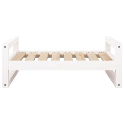 Lit pour chien Blanc 75,5x55,5x28 cm Bois de pin solide 