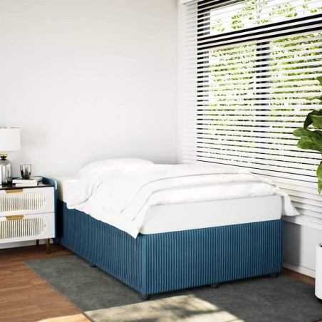 Cadre de lit sans matelas bleu 120x200 cm velours 