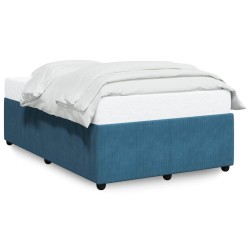 Cadre de lit sans matelas bleu 120x200 cm velours 