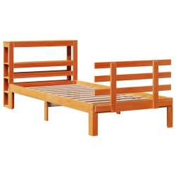 Cadre de lit avec tête de lit sans matelas cire marron 90x200cm 