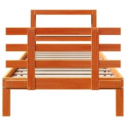 Cadre de lit avec tête de lit sans matelas cire marron 90x200cm 