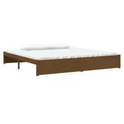 Cadre de lit sans matelas marron miel bois massif 200x200 cm 