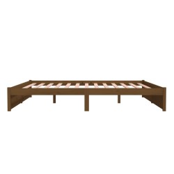 Cadre de lit sans matelas marron miel bois massif 200x200 cm 