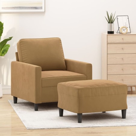 Fauteuil avec repose-pied Marron 60 cm Velours 