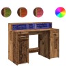 Bureau avec lumières LED vieux bois bois d'ingénierie 
