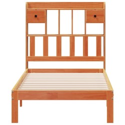 Lit bibliothèque sans matelas cire marron 90x190 cm pin massif 