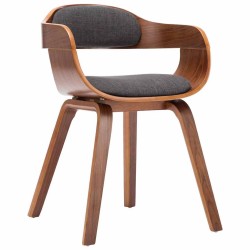 Chaise de salle à manger Gris foncé Tissu et bois courbé 