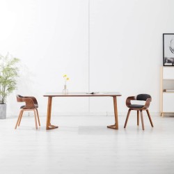 Chaise de salle à manger Gris foncé Tissu et bois courbé 