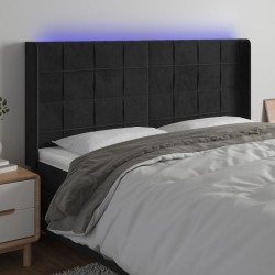 Tête de lit à LED Noir 183x16x118/128 cm Velours 