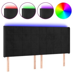 Tête de lit à LED Noir 183x16x118/128 cm Velours 