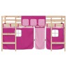 Lit mezzanine enfants avec rideaux sans matelas rose 90x190 cm 