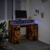 Bureau et lumières LED chêne fumé 120x55x91cm bois d'ingénierie 
