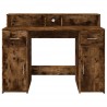 Bureau et lumières LED chêne fumé 120x55x91cm bois d'ingénierie 