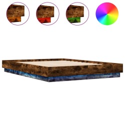Cadre de lit avec LED sans matelas chêne fumé 150x200 cm 