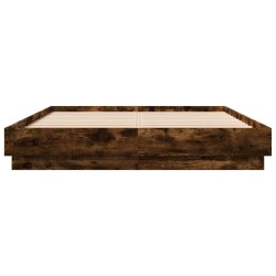 Cadre de lit avec LED sans matelas chêne fumé 150x200 cm 