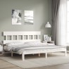 Cadre de lit sans matelas blanc 200x200 cm bois massif de pin 