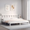Cadre de lit sans matelas blanc 200x200 cm bois massif de pin 
