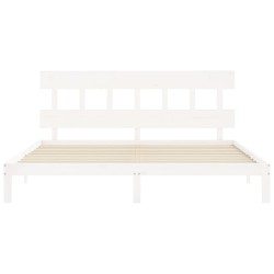 Cadre de lit sans matelas blanc 200x200 cm bois massif de pin 