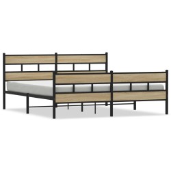 Cadre de lit en métal sans matelas chêne sonoma 200x200 cm 