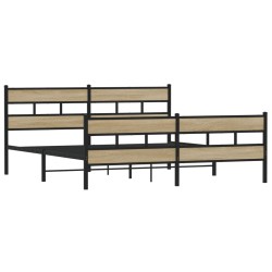 Cadre de lit en métal sans matelas chêne sonoma 200x200 cm 