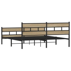 Cadre de lit en métal sans matelas chêne sonoma 200x200 cm 
