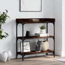 Table console avec étagères chêne fumé 75x30x80 cm 