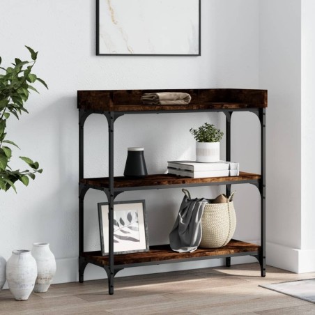 Table console avec étagères chêne fumé 75x30x80 cm 