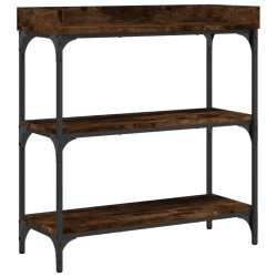 Table console avec étagères chêne fumé 75x30x80 cm 