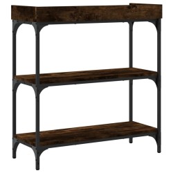 Table console avec étagères chêne fumé 75x30x80 cm 