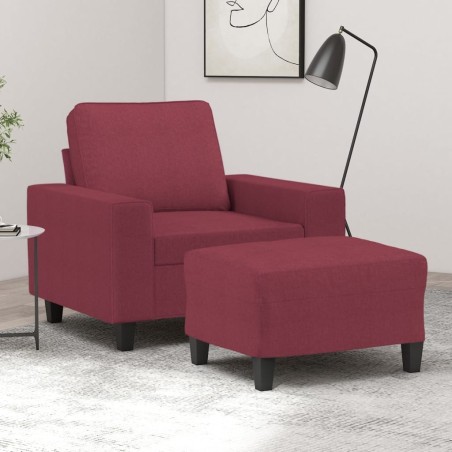 Fauteuil avec repose-pied Rouge bordeaux 60 cm Tissu 
