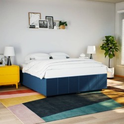 Cadre de lit sans matelas bleu 200x200 cm tissu 