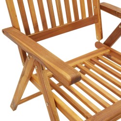 Chaises inclinables de jardin lot de 2 et coussins Bois acacia 