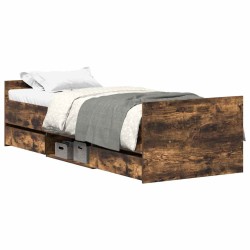 Cadre de lit sans matelas chêne fumé 90x190 cm 