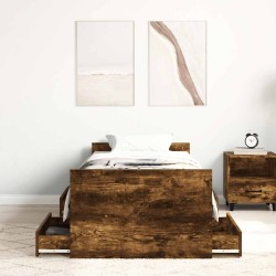 Cadre de lit sans matelas chêne fumé 90x190 cm 